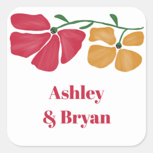 Adesivo Quadrado Presente de Nouveau Floral Nouveau Brilhante e Col