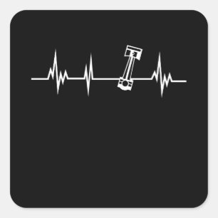 Adesivo Quadrado Presente de pulsação de pistão para entusiasta do