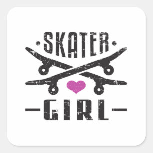 Adesivo Quadrado Presente De Skate Do Skate Girl Sk8