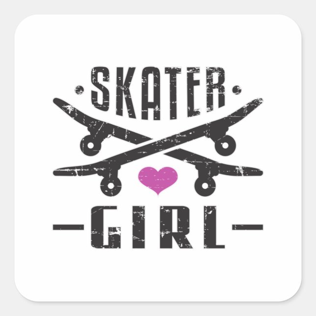 Adesivo Quadrado Presente De Skate Sk8 Para Skater Girl Skateboard (Frente)