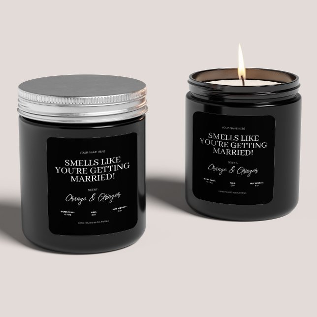 Adesivo Quadrado Presente de Vela de Casamento de Noivado Personali (Criador carregado)