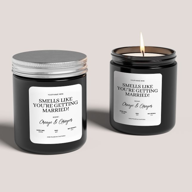 Adesivo Quadrado Presente de Vela de Casamento de Noivado Personali (Criador carregado)