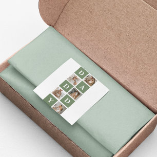 Adesivo Quadrado Presente do Dia de os pais de Foto e Feliz Colagem