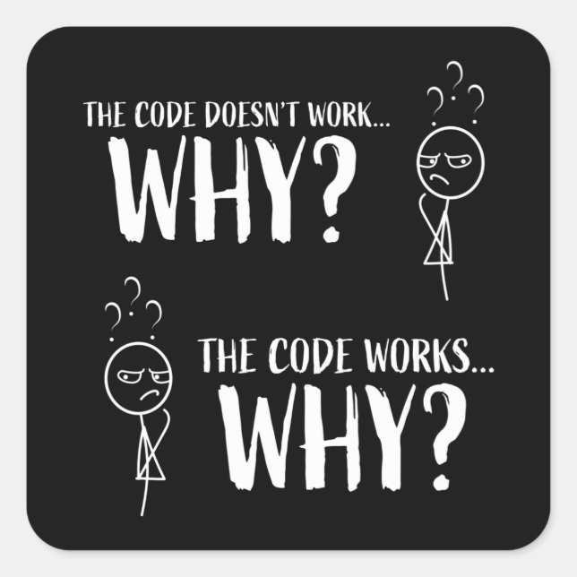 Adesivo Quadrado Presente do programador de codificação engraçado p (Frente)