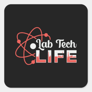 Adesivo Quadrado Presente do técnico de ciências do laboratório 