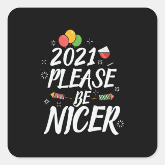 Adesivo Quadrado Presente Do Xmas 2021 Por Favor Seja Mais Agradáve