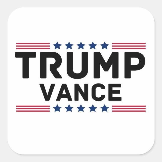 Adesivo Quadrado Presente eleitoral do Trump Vance 2024 Trump Suppo (Frente)