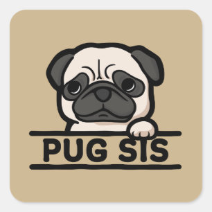 Adesivo Quadrado Presente engraçado e fofo para amantes de pug - Ir