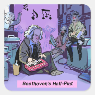 Adesivo Quadrado Presente Engraçado Meia Litrinha do Beethoven