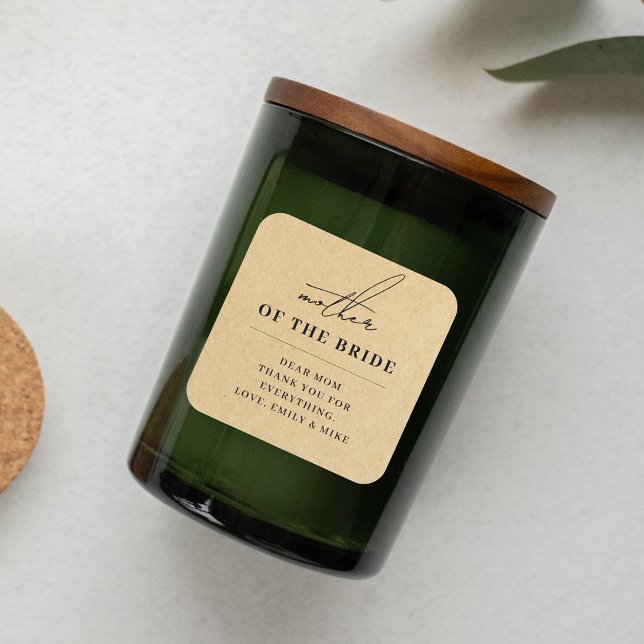 Adesivo Quadrado Presente Moderno Kraft para a Mãe da Noiva (Criador carregado)