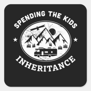 Adesivo Quadrado Presente no acampamento de motohome do Funny RV