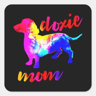 Adesivo Quadrado Presente no cão Dachshund Doxie Mãe