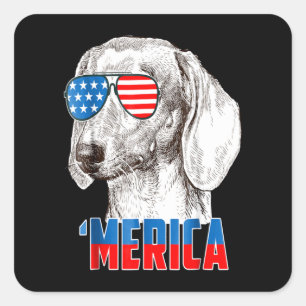 Adesivo Quadrado Presente no cão Legal Dachshund 'Merica
