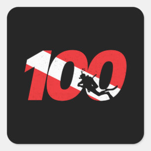 Adesivo Quadrado Presente no mergulhador Scuba - 100º Mergulho - M