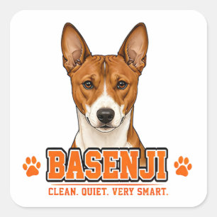 Adesivo Quadrado 🐾 Presente para Amante de Cães Basenji 🐾