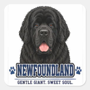 Adesivo Quadrado 🐾 Presente para Amantes de Cães Newfoundland 🐾