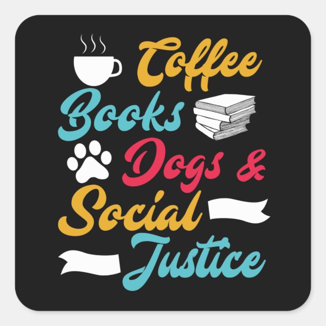 Adesivo Quadrado Presente para Justiça Social nos Livros de Café (Frente)