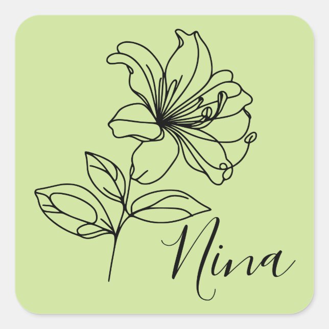 Adesivo Quadrado Presente Personalizado da Flor de Nascimento Junho (Frente)