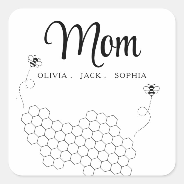 Adesivo Quadrado Presente Personalizado De Dia de as mães Do Nome D (Frente)