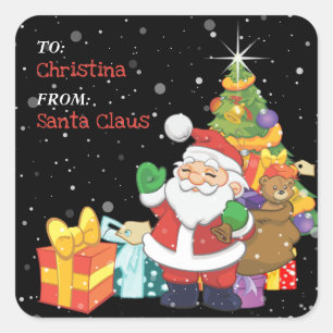 Adesivo Quadrado Presente Personalizado de Natal para Crianças Dive