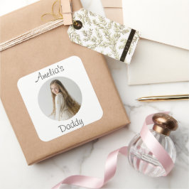 Adesivo Quadrado Presente personalizado de Pai - Rosto filho person