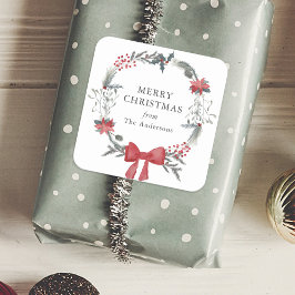 Adesivo Quadrado Presente Russo de Feriado de Feriado de Natal