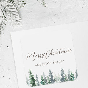 Adesivo Quadrado Presente Rustic White Pine Forest Foliday