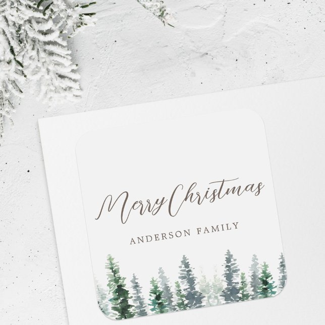 Adesivo Quadrado Presente Rustic White Pine Forest Foliday (Criador carregado)