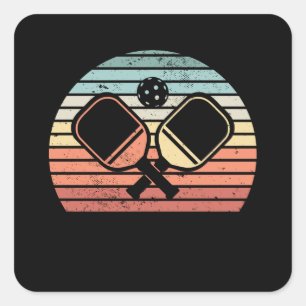 Adesivo Quadrado Presente Sunset de Pickleball Retro Paddle