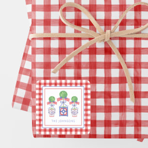 Adesivo Quadrado Presente Topiário de Bandeira Patriótica Americana