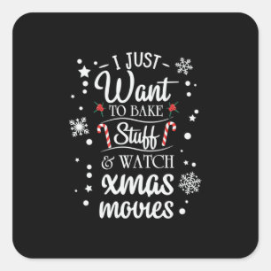 Adesivo Quadrado Presente Xmas Eu Só Quero Ver Filmes Xmas
