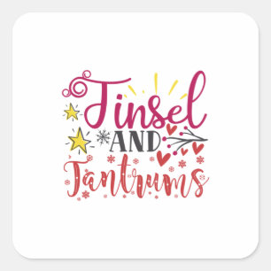 Adesivo Quadrado Presente Xmas   Tinsel E Tantros