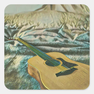 Adesivo Quadrado Presentes de amantes de guitarra