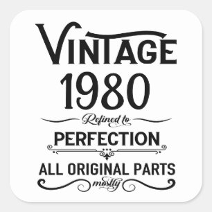 Adesivo Quadrado Presentes de aniversário personalizados pretos