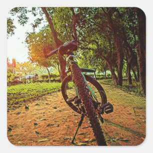 Adesivo Quadrado presentes de bicicleta de montanha
