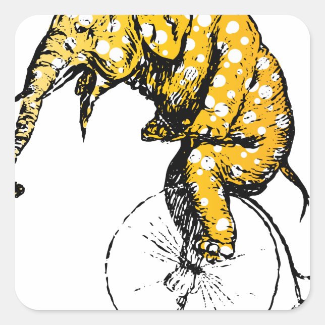 Adesivo Quadrado Presentes de elefante de circo (Frente)