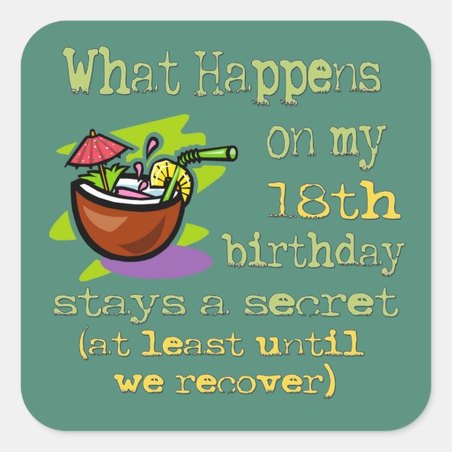 Adesivo Quadrado Presentes de Festa de aniversário 18ª (Frente)