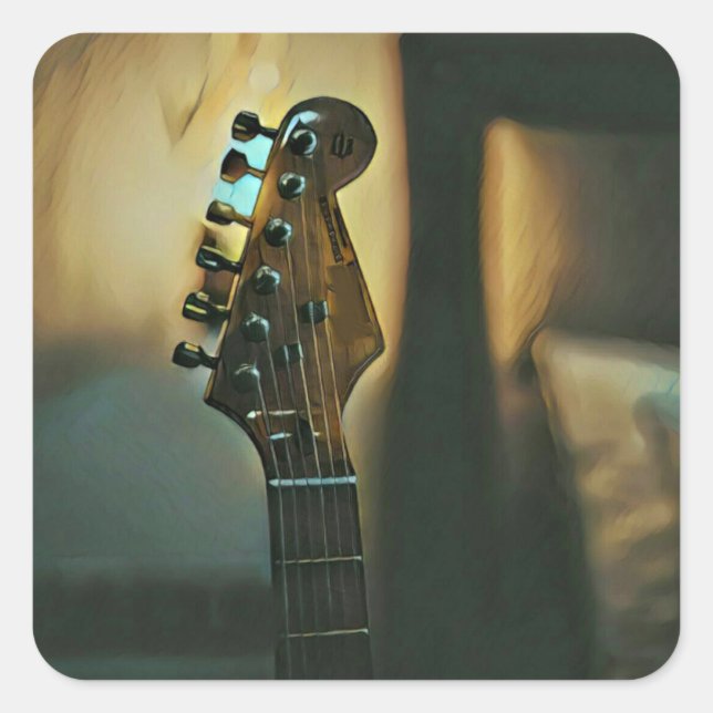 Adesivo Quadrado Presentes de guitarra vindimada (Frente)