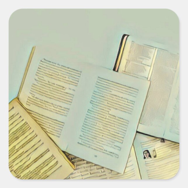 Adesivo Quadrado Presentes de luxo para amantes de livros (Frente)