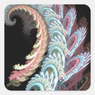 Adesivo Quadrado Presentes do design da arte do Fractal de Paisley