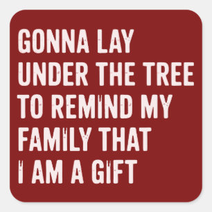 Adesivo Quadrado Presentes engraçados de Natal debaixo da árvore