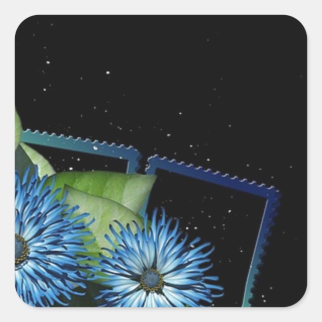 Adesivo Quadrado Presentes florais preto clássicos - personalizar n (Frente)