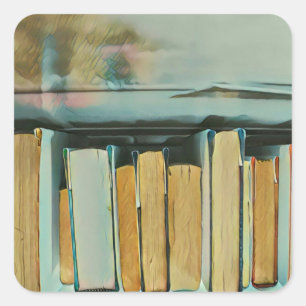 Adesivo Quadrado Presentes para amantes de livros