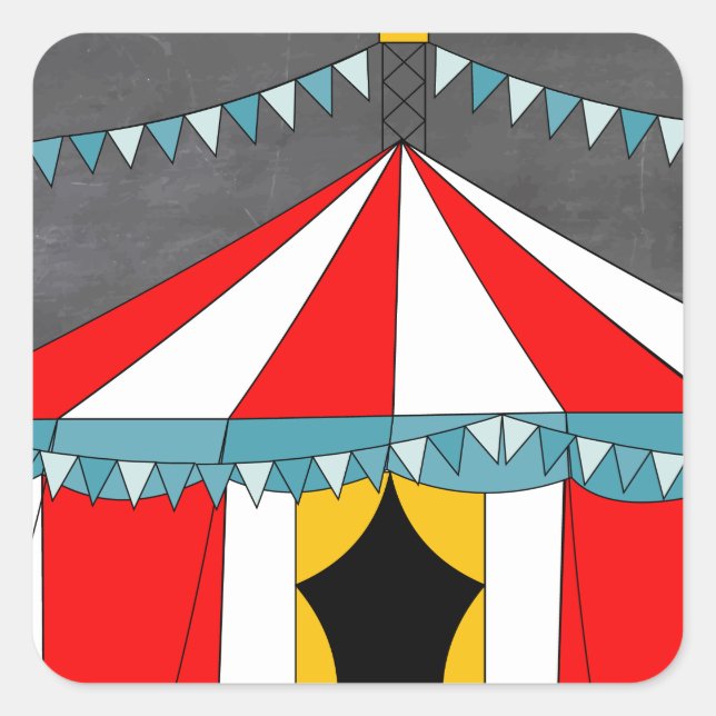 Adesivo Quadrado Presentes para Festa de Circo (Frente)