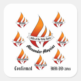 Adesivo Quadrado Presentes personalizados da confirmação do Espírit