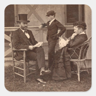 Adesivo Quadrado Presidente 1872 Grant com a família na casa de