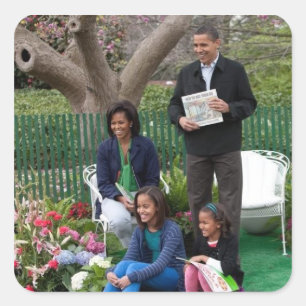Adesivo Quadrado Presidente Barack Obama e Família
