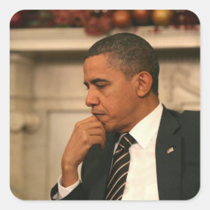 Adesivo Quadrado Presidente Barack Obama reflete enquanto se encont