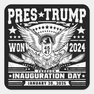 Adesivo Quadrado Presidente Trump Won 2024