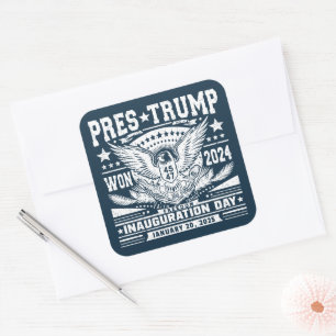 Adesivo Quadrado Presidente Trump Won 2024